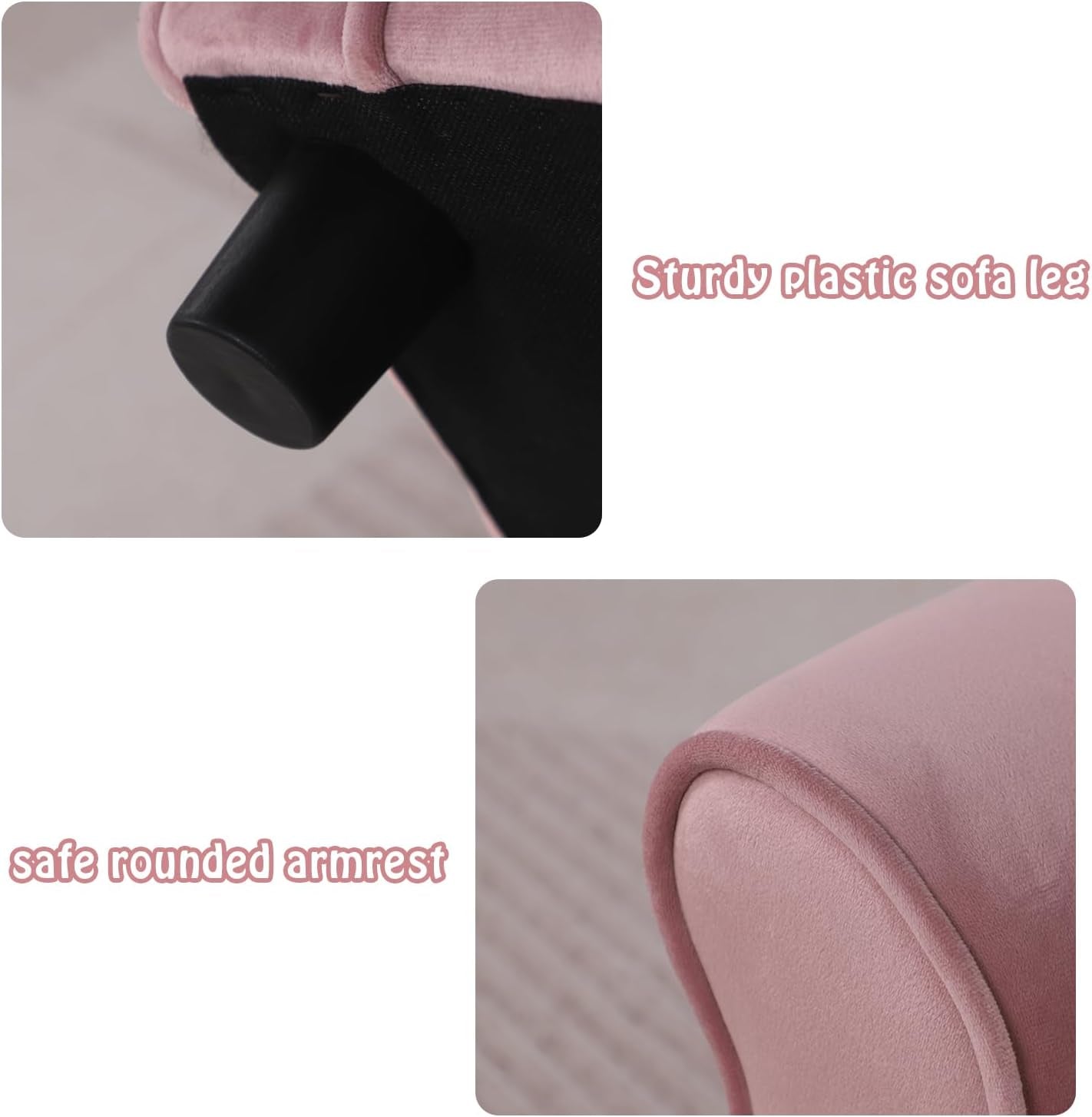 Small Dog Sofa Bed, Velvet Cat Couch with Washable Cushion & Plastic Legs (29 X 16 X 12.7 Inches (Pink)