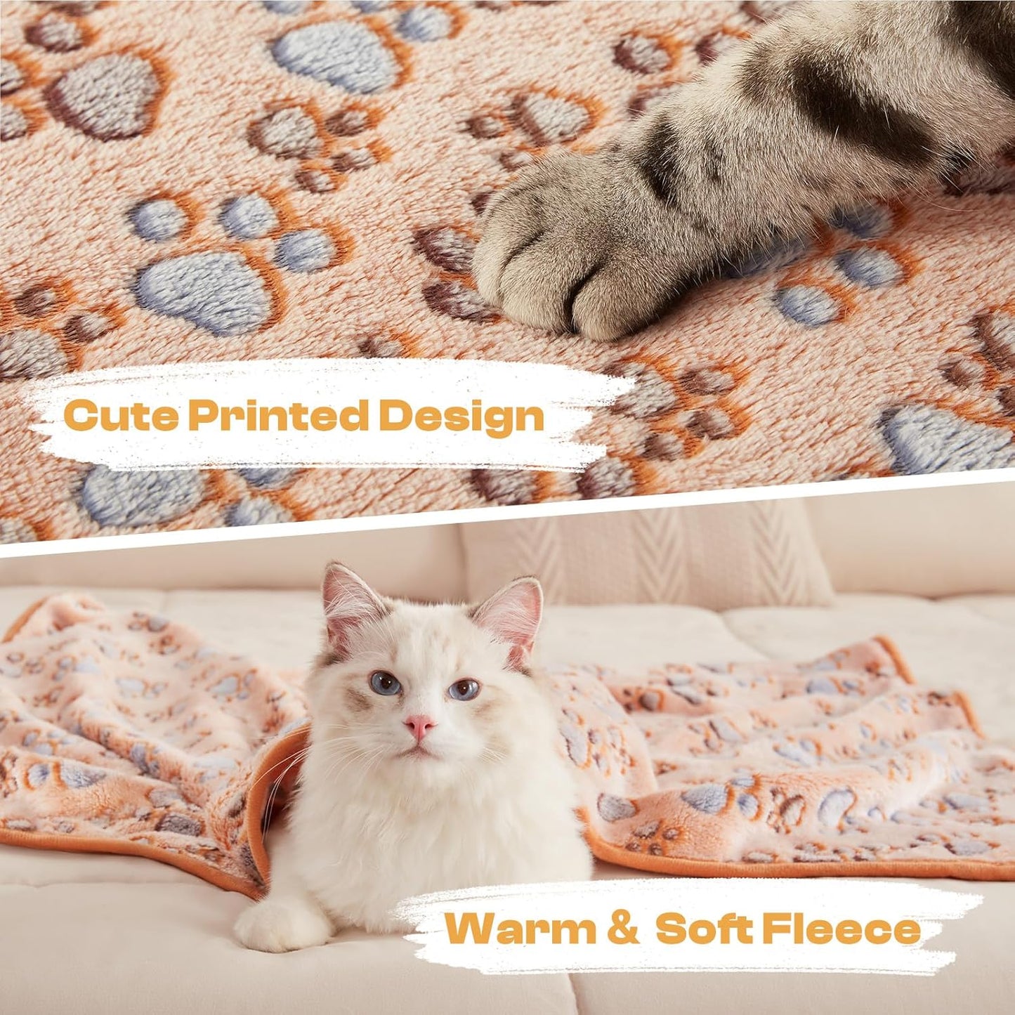 1 Pack 3 Blankets Super Soft Fluffy Premium Fleece Dog/Cat