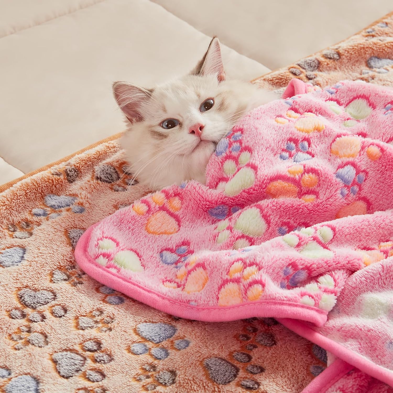 1 Pack 3 Blankets Super Soft Fluffy Premium Fleece Dog/Cat