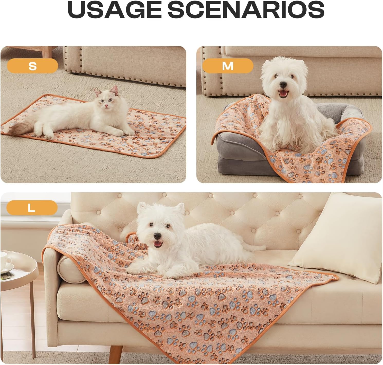 1 Pack 3 Blankets Super Soft Fluffy Premium Fleece Dog/Cat
